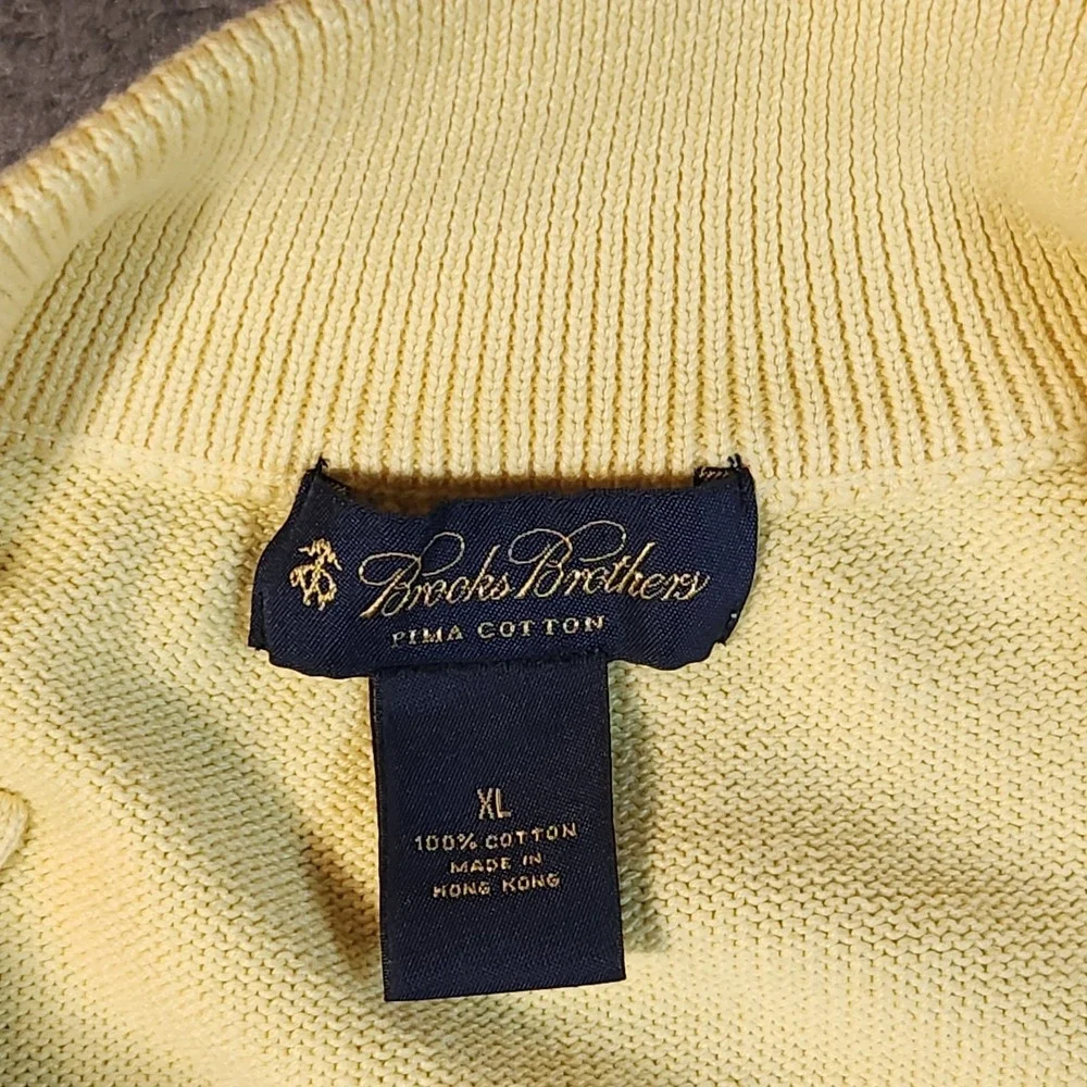 Brooks Brothers Sweater Mens XL Yellow Pima Cotton Vintage Hong Kong Vintage